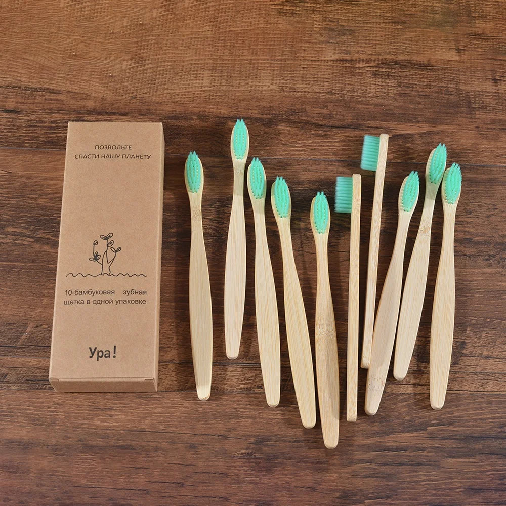 10Pcs Colorful Toothbrush Natural Bamboo Tooth Brush Sets Soft Bristle Charcoal Teeth Eco Bamboo Toothbrushes Dental Oral Care Econic Blanks