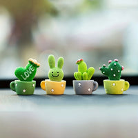 1 Set Of 4, Resin Succulent Cactus Mini Green Plant Car Office Home Living Room Crafts Quick Pick Grocers