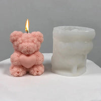 3D Bear Hug Love Silicone Candle Molds Diy Cute Bear Pet Candle Making Supplies Handmade Soap Plaster Resin Mold Home Decor Gift Econic Blanks