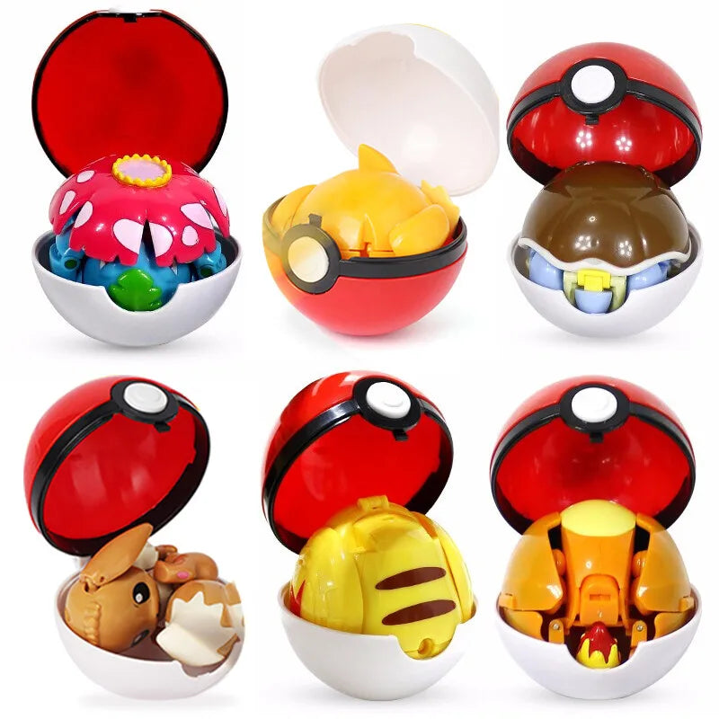 Figure Pokemon Pokeball transform Pikachu Charizard Venusaur Blastoise Mewtwo Gyarados Solgaleo Lunala Eevee poke ball toy gift Quick Pick Grocers
