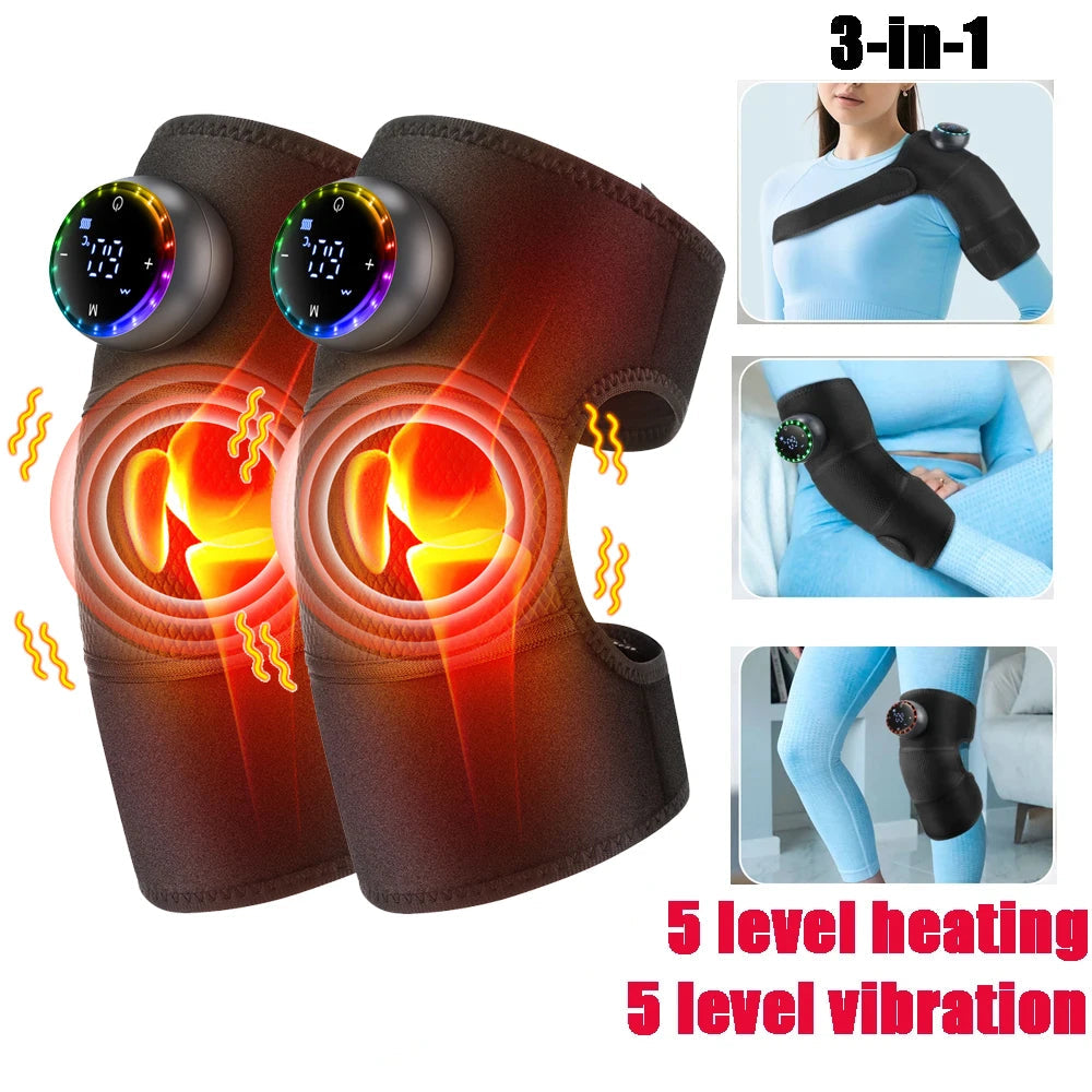 Eletric Heating Knee Massage Device Vibration Knee Pads for Shoulder Elbow Joint Warm Massage Thermal Knee Pad Blood Circulation Quick Pick Grocers
