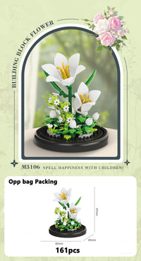 Eternal Flower Bouquet Bonsai Potted Plant Micro Building Blocks Model Home Decoration Puzzle Toys Kids Birthday Christmas Gifts Purest Peak Salt