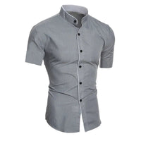 New men's solid color casual commuting short sleeved shirt Quick Pick Grocers