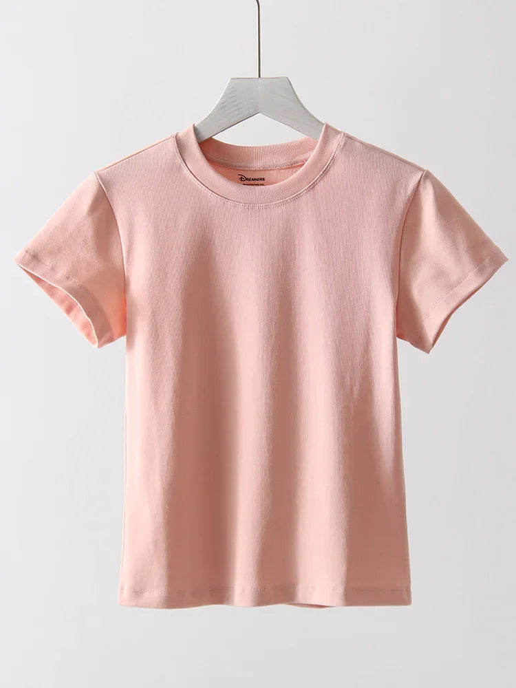 Basic T Shirts Women Cotton Slim Fit White Tops Summer Black Tees Crew Neck 100% Cotton T Shirt For Women Plain T-shirts Soft Quick Pick Grocers