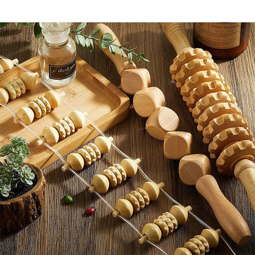 1pcs  Wooden Therapy Massage Tool Back Massager Roller Rope for Body Shaping Pain Relief Wooden Treatment Purest Peak