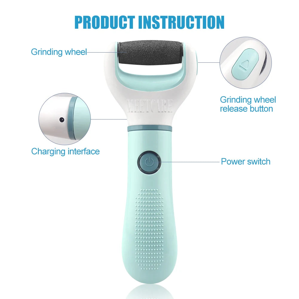Electric Foot Grinder Dead Skin Remover Feet Scrubber Callus Pedicure Shaver Remove Dry Dead Cracked Safe Foot Care Repair Purest Peak