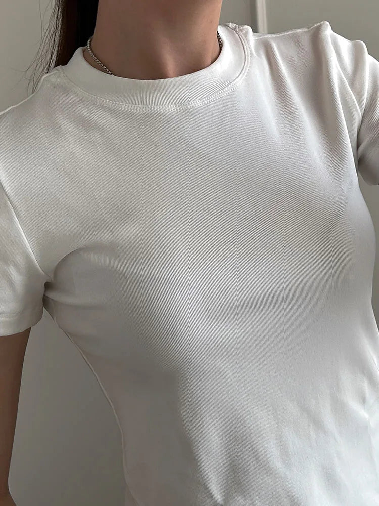 Basic T Shirts Women Cotton Slim Fit White Tops Summer Black Tees Crew Neck 100% Cotton T Shirt For Women Plain T-shirts Soft Quick Pick Grocers