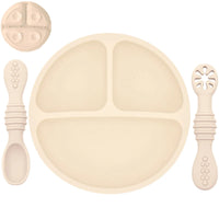 Silicone Baby Sucker Silicone Dining Plate Rice Spoon Set Cute Cartoon Children Dishes Smile Face Baby Tableware Retro Kid Bowl Purest Peak