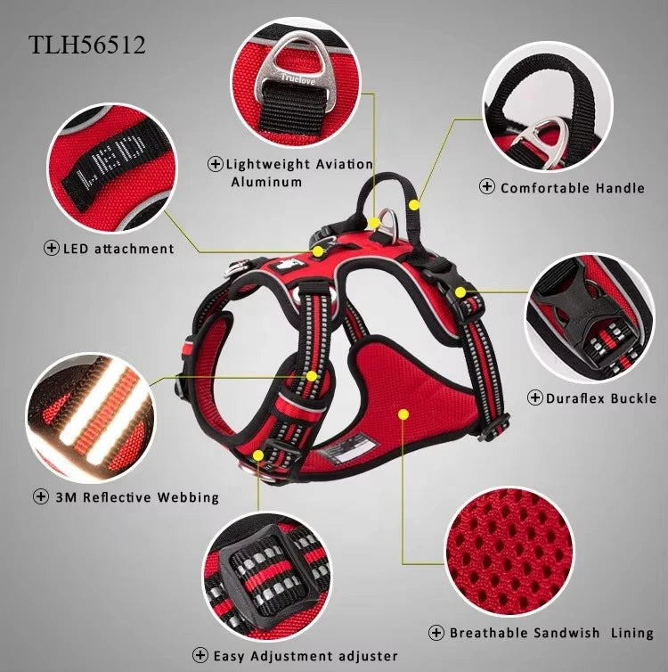 Truelove Pet harness Fashionable Nylon Durable Dog Harness Reflective Breathable Padded Training Vest Luxury Pet Accessories Quick Pick Grocers
