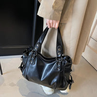 Retro Brand Roomy Shoulder Bag Female Luxury Solid Color Classic Crossbody Bag Large Capacity Style Soft PU Leather Tote Bag Quick Pick Grocers