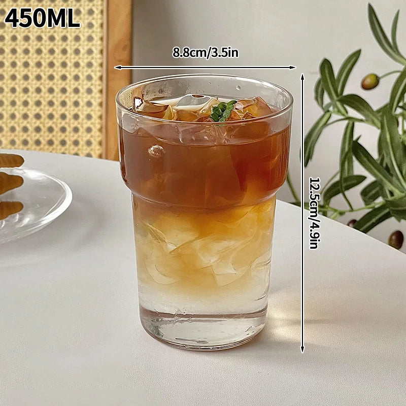Transparant Drinking Glass Cup Creative Wave Shape Iced Coffee Tumbler Cup Juice Milk Tea Mug Drinkware Water Glasses Ripple Mug Quick Pick Grocers