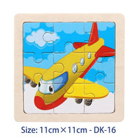 11cm/4.33in Kids Wooden Jigsaw Puzzle Games Cartoon Animal Vehicle Pattern Children Montessori Educational Toys Econic Blanks