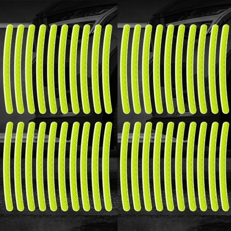 Car Wheel Hub Reflective Stripes Stickers – Night Safety Tire Rim Decals, Waterproof Warning Tape for Vehicle Decoration Econic Blanks