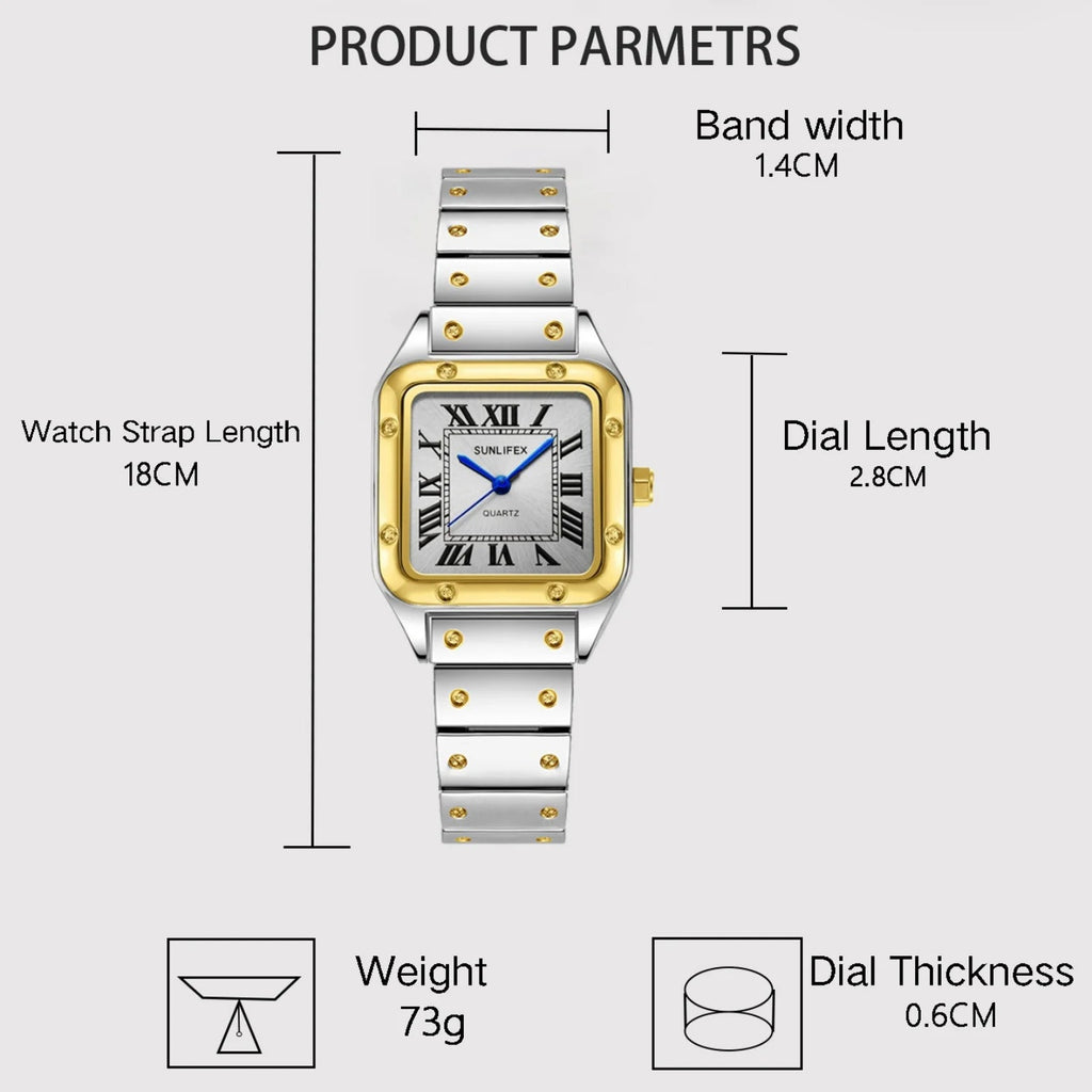 Square Women Watches Ladies Quartz Watch Female Wristwatch Stainless Steel Bamboo Strap Casual Lady Clock Watch Relogio Feminino Quick Pick Grocers