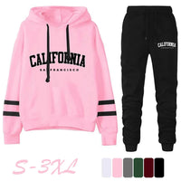 California Womens Tracksuit Casual Stripe Versatile Hooded Sweatshirt or Pants or Suit Simplicity Hot Sales Street Outfits S-3XL Quick Pick Grocers
