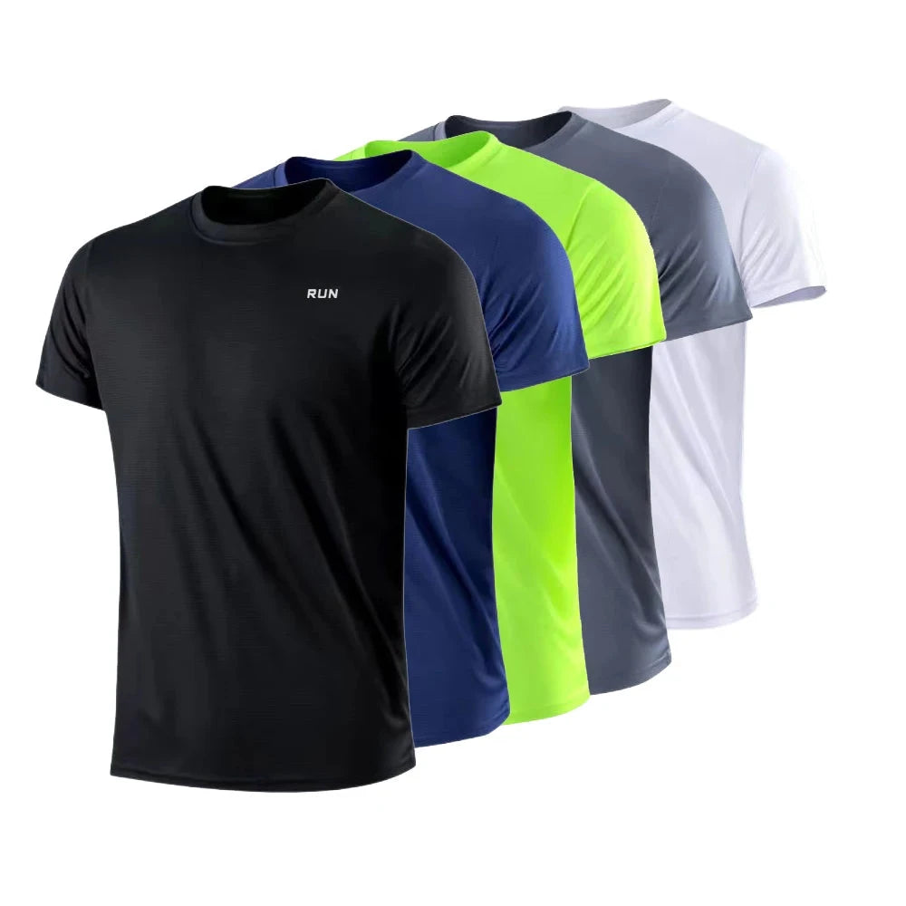 Men's Quick Dry Short Sleeve Gym Running Moisture Wicking Round Neck T-Shirt Training Exercise Gym Sport Shirt Tops Lightweight Econic Blanks