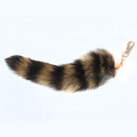 Plush-Fox Tail Keychain Furry Racoon Tail Keyring Keychain 28cm Animal Tail Key-Pendant Pompoms Keyring Holder Bag-Decor Econic Blanks