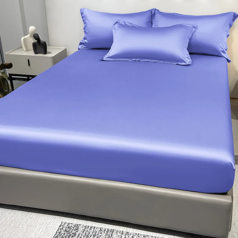 Modern Satin Fitted Sheet Ice Silk Bedspread Quick Pick Grocers