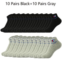 5/10/20 Pairs Men Ankle Socks Cotton Brand Classic Fashion Black White Socks Breathable Mesh Athletic Sports Socks for Summer Quick Pick Grocers