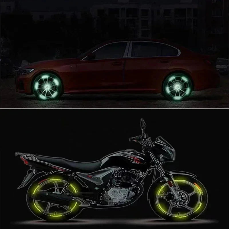 Car Wheel Hub Reflective Stripes Stickers – Night Safety Tire Rim Decals, Waterproof Warning Tape for Vehicle Decoration Econic Blanks