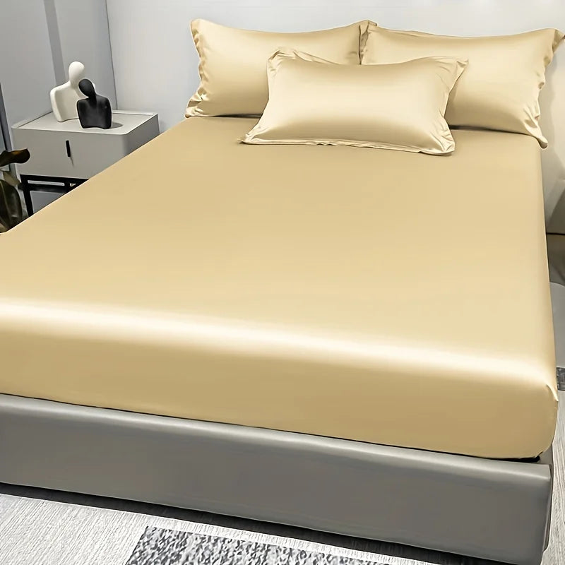 Modern Satin Fitted Sheet Ice Silk Bedspread Quick Pick Grocers