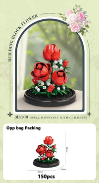 Eternal Flower Bouquet Bonsai Potted Plant Micro Building Blocks Model Home Decoration Puzzle Toys Kids Birthday Christmas Gifts Purest Peak Salt