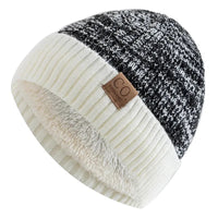 New Unisex Two-Tone Winter Hats Add Fur Lined Men And Women Fashion Warm Beanie Cap Casual Winter Knitted Hats Purest Peak