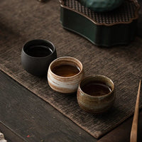 Japanese Handmade Rough Pottery Tea Cup Ceramic Kung Fu Tea Set Single Cup Antique Style Quiet Path Antique Craftsmanship Gift Quick Pick Grocers