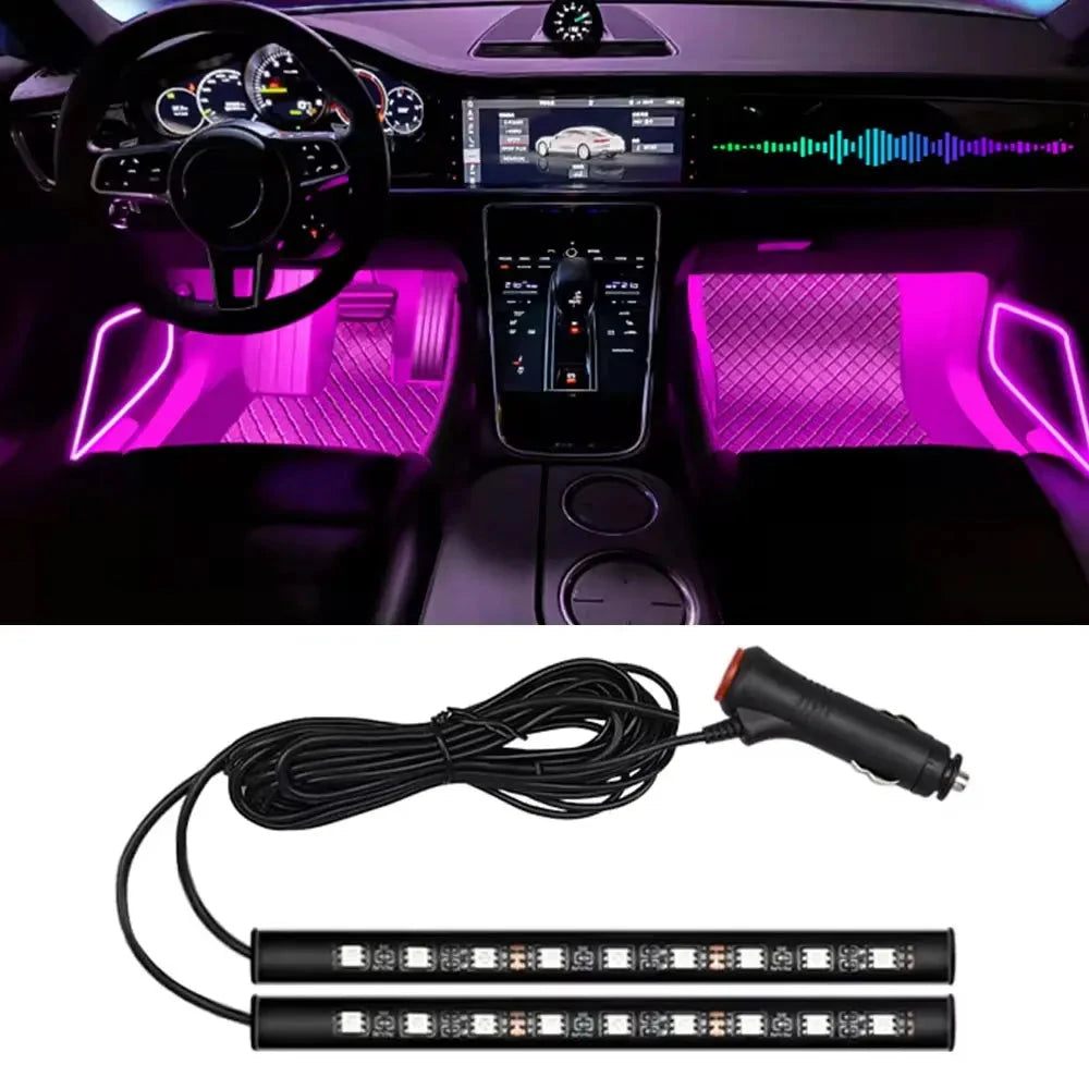 2-in-1 LED Car Neon Foot Light - USB & Cigarette Lighter Interior Ambient Lamp Econic Blanks