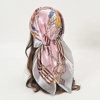 Satin Square Scarf Women Muslim Hijab Elegant 2025 Print Silk Neckerchief Shawl Wraps Headband Handle Hair Accessories Bandana Econic Blanks
