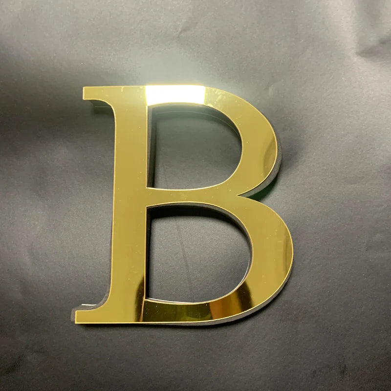 Gold English Letters Mirror 3D Wall Sticker Home Decoration Festival Party Wedding Decor Acrylic Mural Peel & Stick Wallpaper Quick Pick Grocers