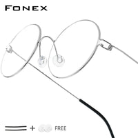 FONEX Screwless Eyeglasses Frame Men Women Round Morten Denmark Korean Glasses Frame Titanium Alloy Eyewear 98607 Econic Blanks