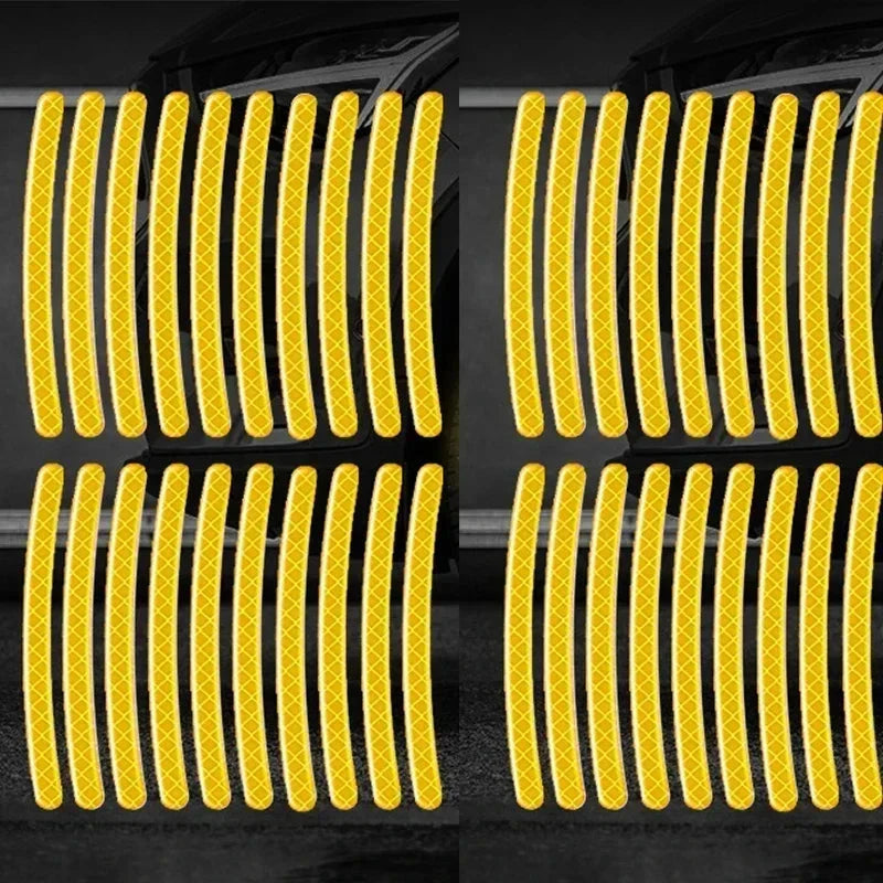 Car Wheel Hub Reflective Stripes Stickers – Night Safety Tire Rim Decals, Waterproof Warning Tape for Vehicle Decoration Econic Blanks