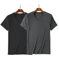 2 Packs Bamboo Fiber Round Neck T-shirts Short Sleeve Classic Tees Sweat-absorbent Gym Man Undershirt Solid Color Tee Black New Quick Pick Grocers