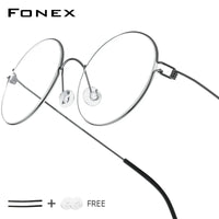 FONEX Screwless Eyeglasses Frame Men Women Round Morten Denmark Korean Glasses Frame Titanium Alloy Eyewear 98607 Econic Blanks