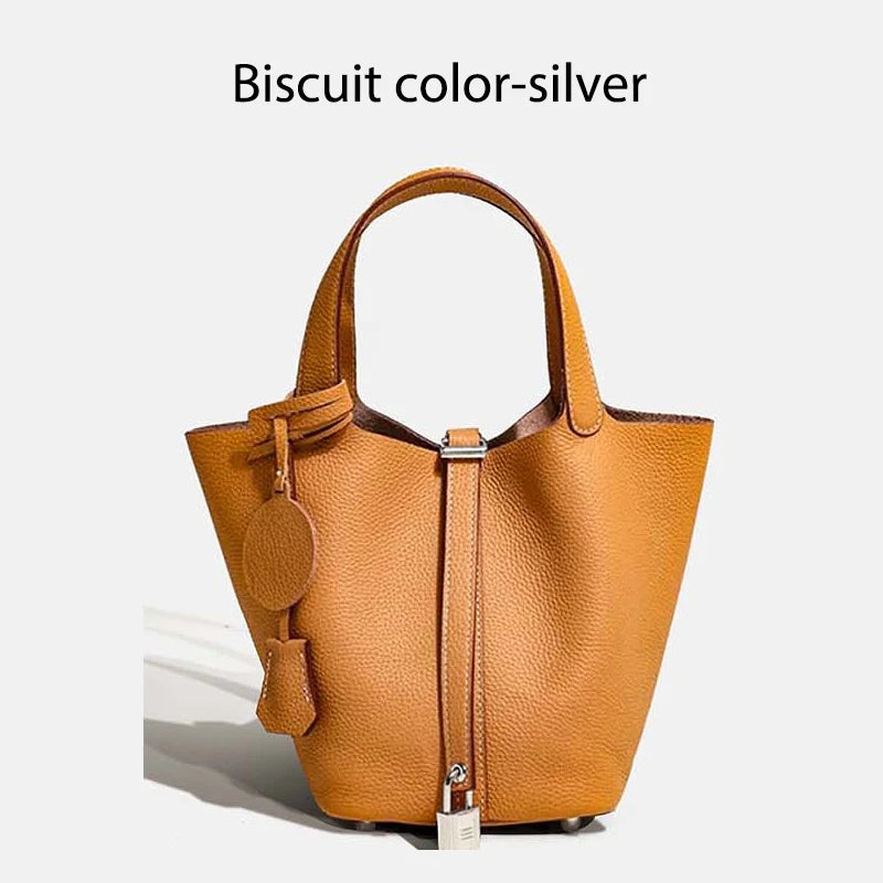 MENDY Women Bags Handbags Bucket Bag Real Leathe Fashion Tote Bag Genuine Leather Luxury Desginer Big Size Large Lady Hand Bags Quick Pick Grocers