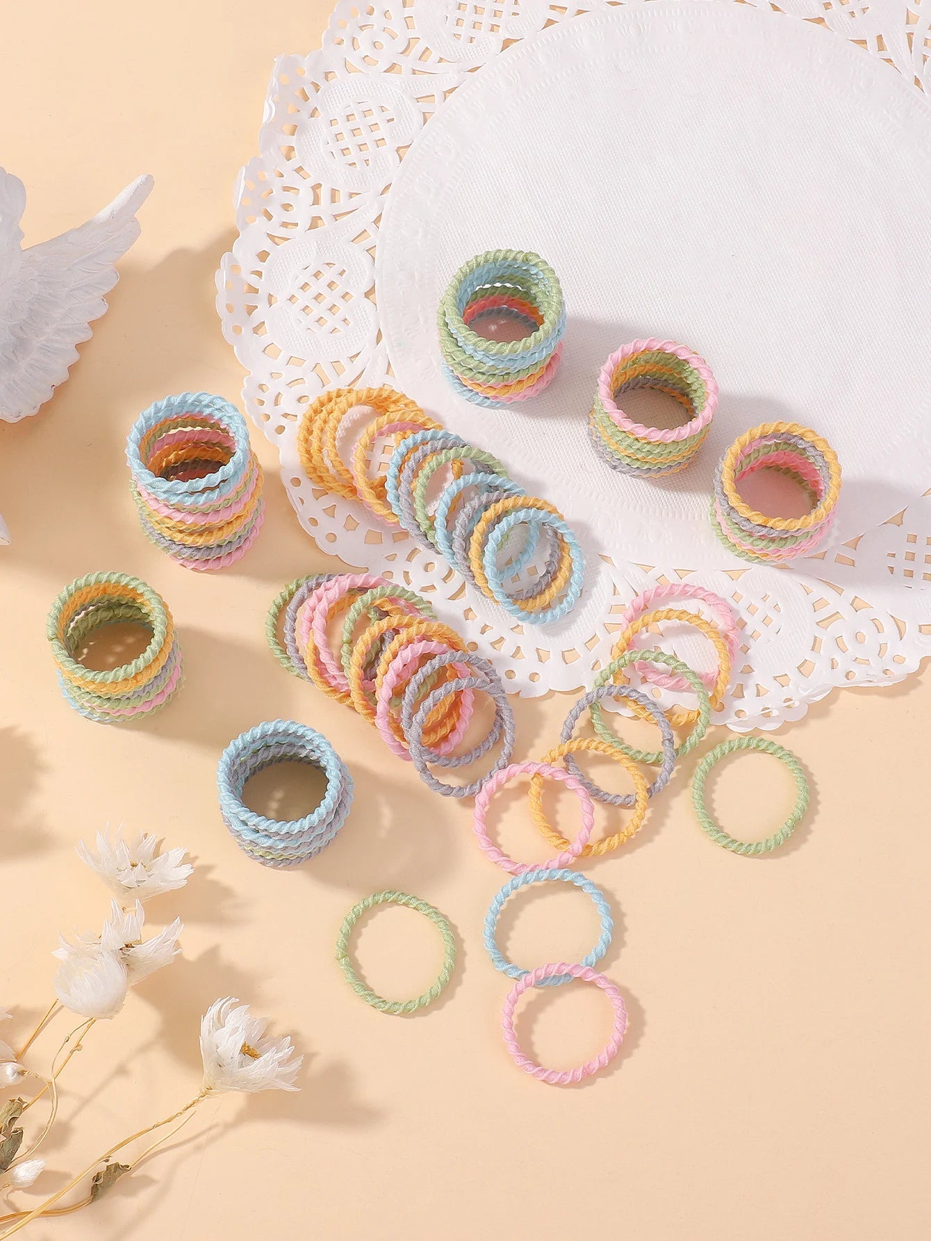 100pcs Toddler Kids Colorful Rubber Band Set 2cm High Elastic Thumb Rings That Don't Hurt Hair Baby Scrunchies Small Thread Purest Peak