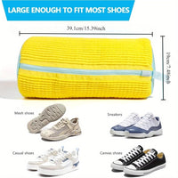 Durable Shoe Washing Machine Bag for All Shoe Types-Yellow with Blue Zipper,Ideal for Sneakers and Casual Shoes,Laundry Wash Bag Econic Blanks