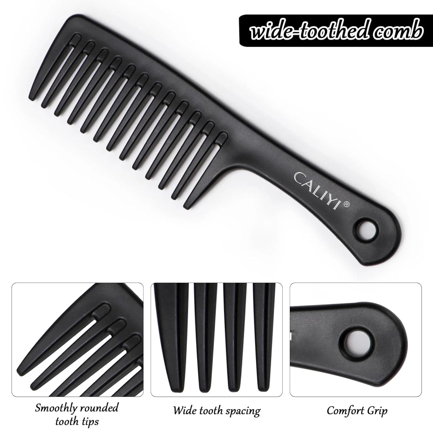 CALIYI Large Wide Tooth Comb Shower Smooth Hair comb for wet curly hair Durable Hair Brush Styling Tools Quick Pick Grocers