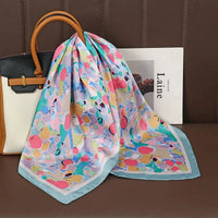 Luxury Print Satin Silk Square Scarf for Women Shawl Hijab Neckerchief Female Hair Ribbon Headband Fashion Wrap Bandana 2023 New Econic Blanks
