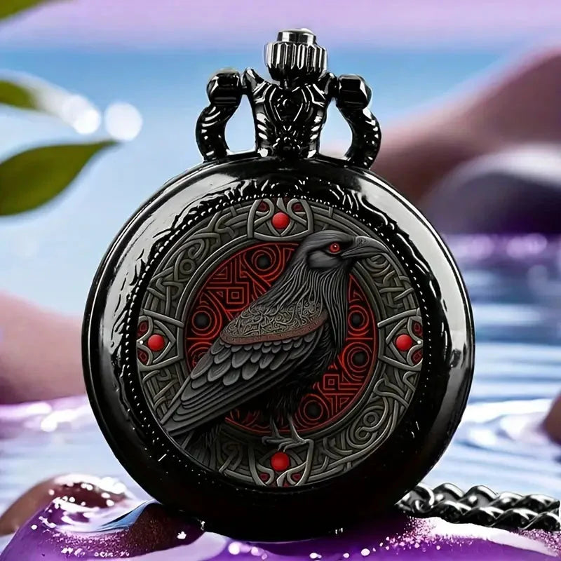 Colorful Pattern Medium Pocket Watch Retro Flip Decoration Necklace Watch Personalized Trend Male and Female Student Quartz Quick Pick Grocers