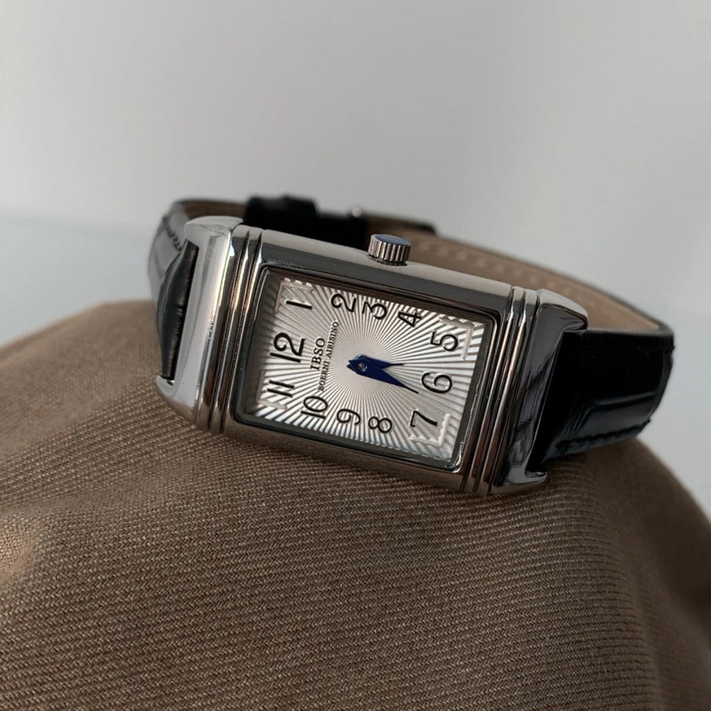 2025 Hot Sale Retro Niche Temperament Slide Design Leather Quartz Square Exquisite and Versatile Digital Watch 21mm Quick Pick Grocers