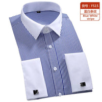 Men's Classic French Cuffs Social Dress Shirt Formal Business Standard-fit Long Sleeve Wedding Party Office Work White Shirts Quick Pick Grocers