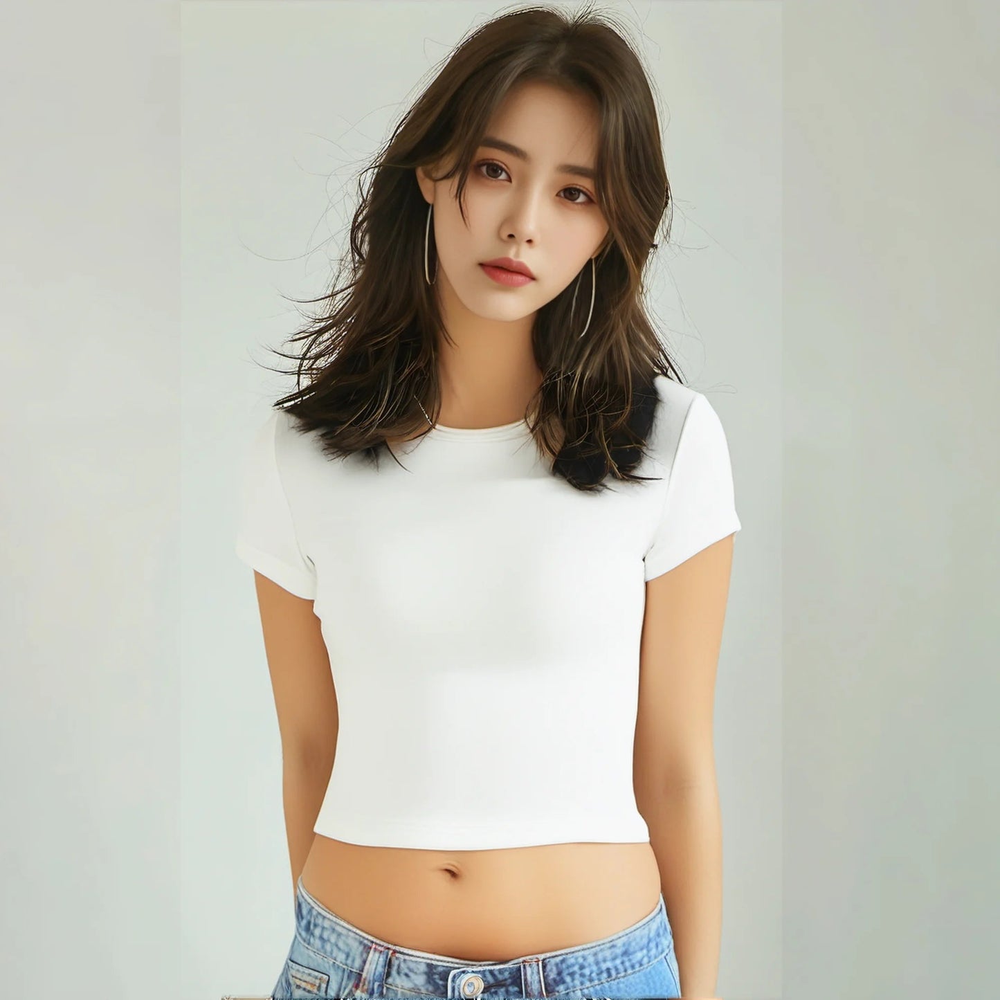 4 pieces Solid color basic short sleeved tight fitting T-shirt for women's casual summer minimalist women's style top O-neck Quick Pick Grocers