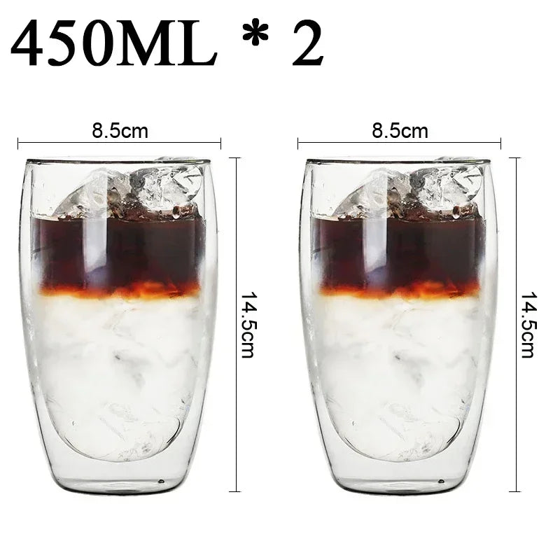 2-18PCS Double Wall High Borosilicate Glass Mug Heat Resistant Tea Milk Juice Coffee Water Cup Bar Drinkware Gift Creativity Set Quick Pick Grocers