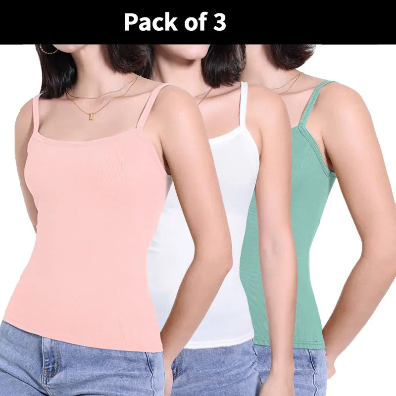 3/6 Pcs Ladies' Summer Korean Version Of Suspender Vest With Solid Color Foundation Joker Sexy Suspender Top Slim And Thin Teen Quick Pick Grocers