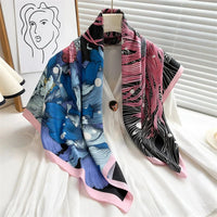 90*90Cm Square Scarf Twill Silk Feeling Women Head Shawls and Wraps Luxury Hair Tree Print Neck Scarves Hijab Bandana Pashmina Econic Blanks