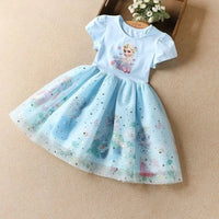 Girls Dress Cartoon Summer Frozen Fashion Children's Elsa Princess Baby Girl Toddler Short Sleeve Cute Party Dresses 3-9Y Quick Pick Grocers