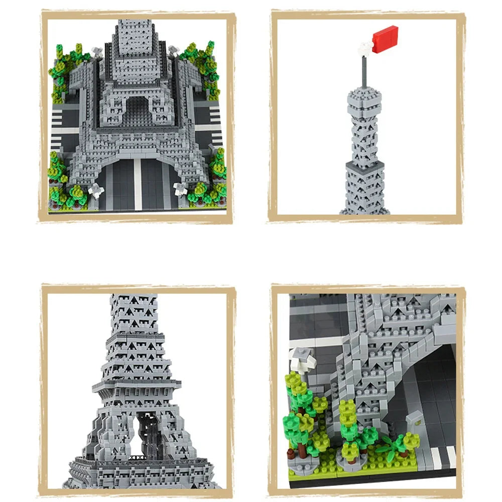 Eiffel Tower Paris Architectural Micro Mini Model Building Blocks Toy : Enhance Your Office Decor, Boost Hand Skills Gift Quick Pick Grocers