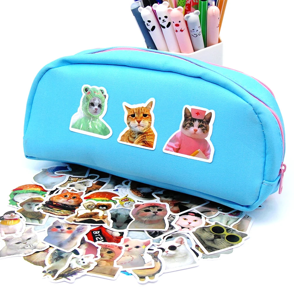 100/500/1000pcs Funny Cat Stickers Cartoon Cute Decals Toy Stationery Guitar Phone Bicycle Laptop Luggage Graffiti Kids Sticker Quick Pick Grocers